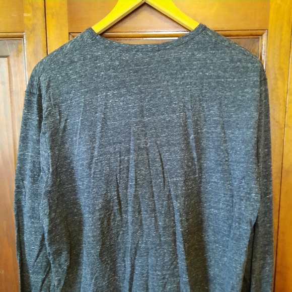 Buck Mason 100% Cotton Curved Hem Tee Black Marled Long Sleeve T-shirt Size L - Picture 9 of 10